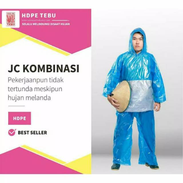 Jas Hujan Plastik Jaket celana Merk Tebu / Jas Hujan dewasa pria dan wanita / Jas hujan sekali pakai