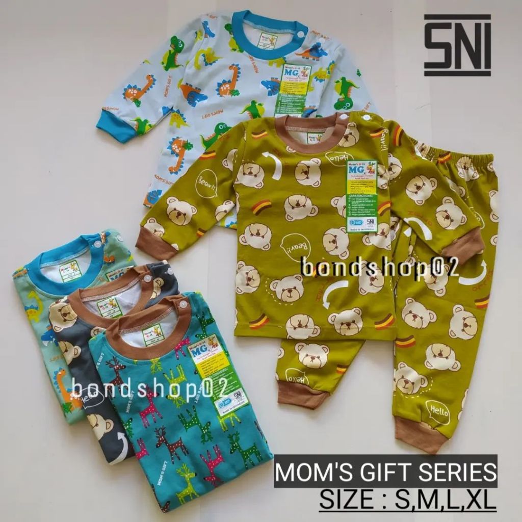 Baju Bayi Setelan Mom's Gift Panjang / Set Piyama Full Print Anak Laki Laki Dan Perempuan 1-3 Tahun 