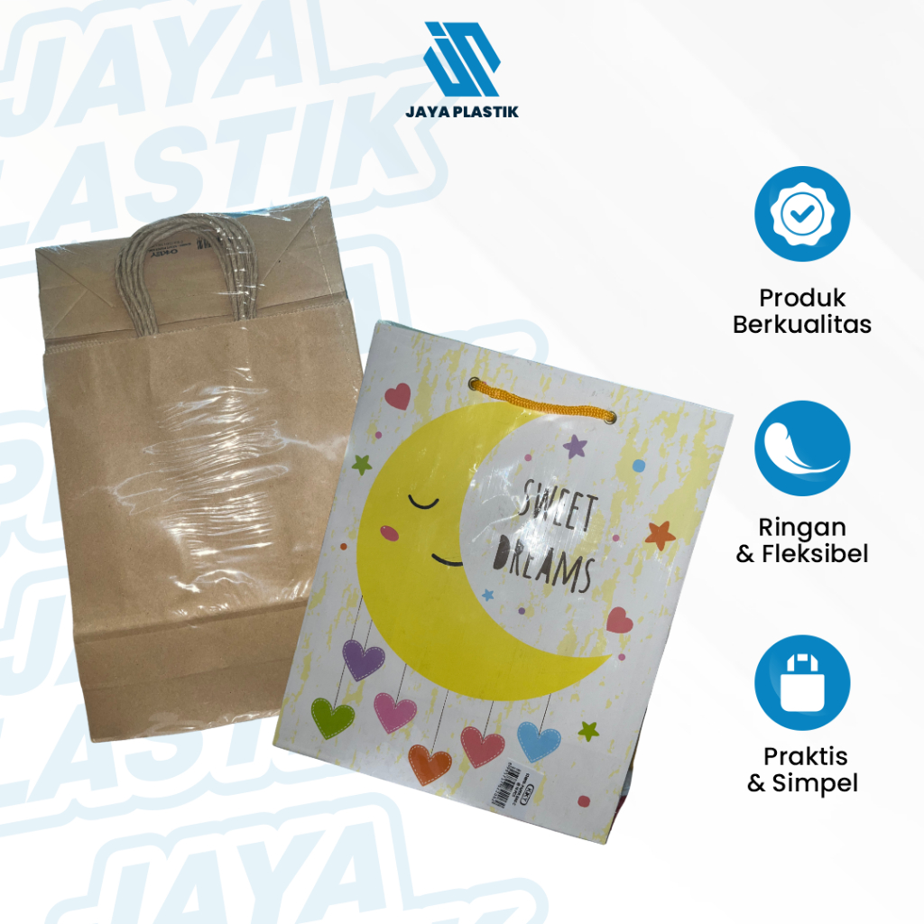 

Paper Bag Motif Polos 29x24x80 cm Kantong Kertas Kraft Isi 12 pcs Murah Ekonomis