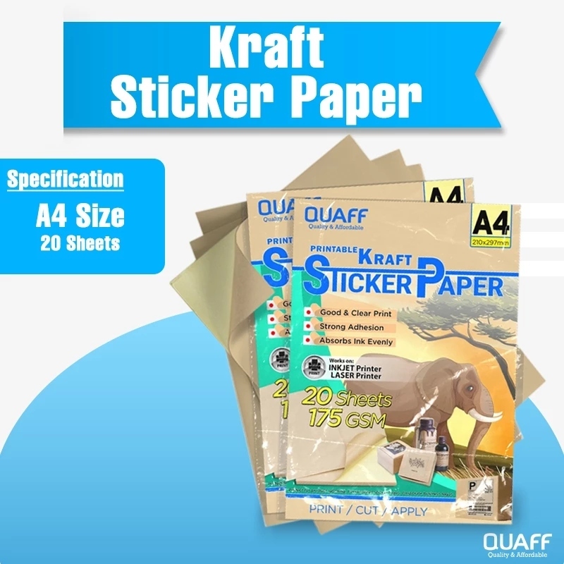 

QUAFF Kertas Stiker Label Kraft A4 175GSM