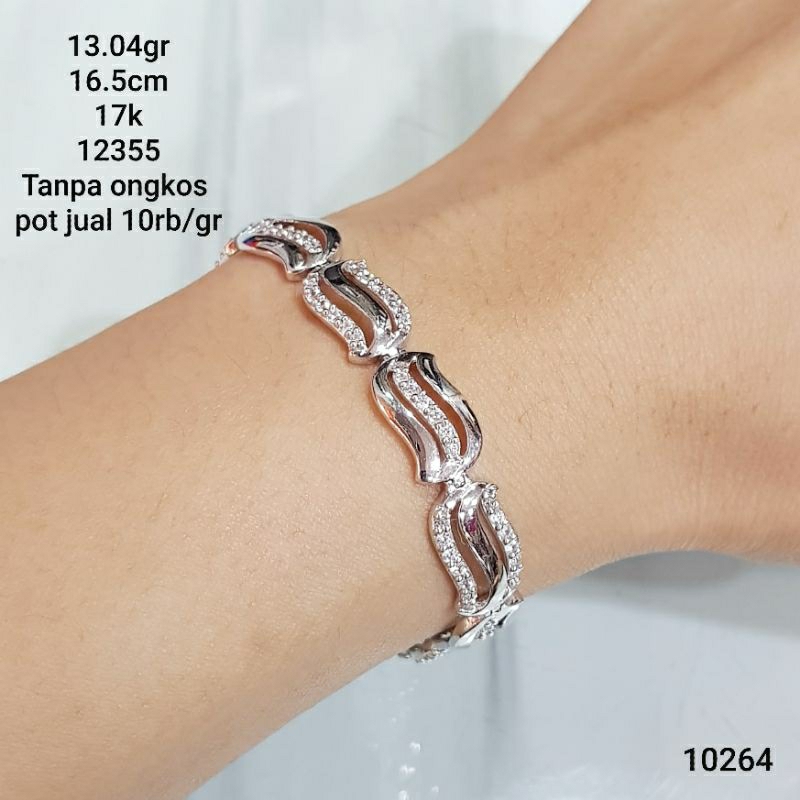gelang putih batu ad aloy 17k