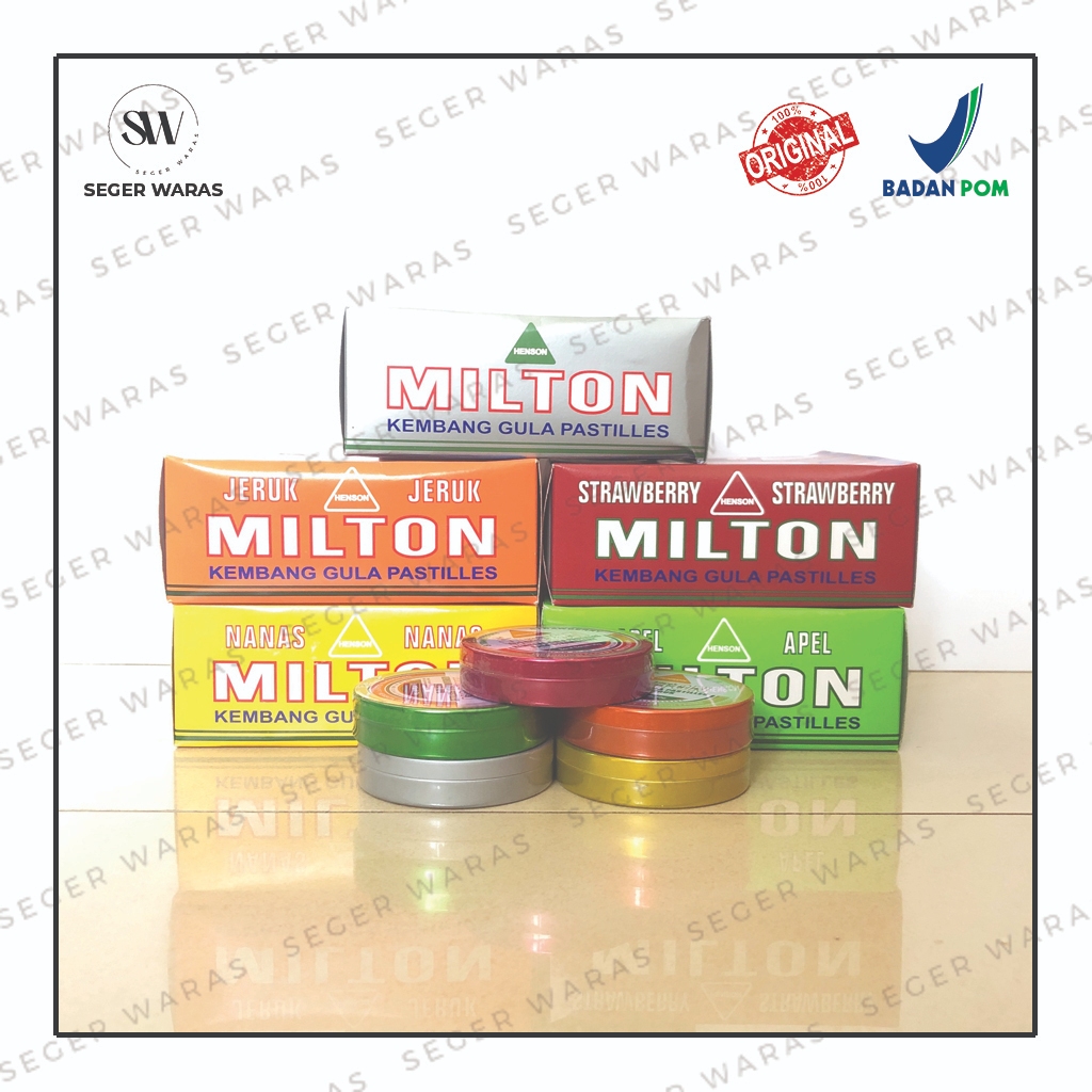 

PER BOX MILTON Permen 30g (1 box isi 12 kaleng)/ permen rasa mint, apel, stroberi, nanas, jeruk