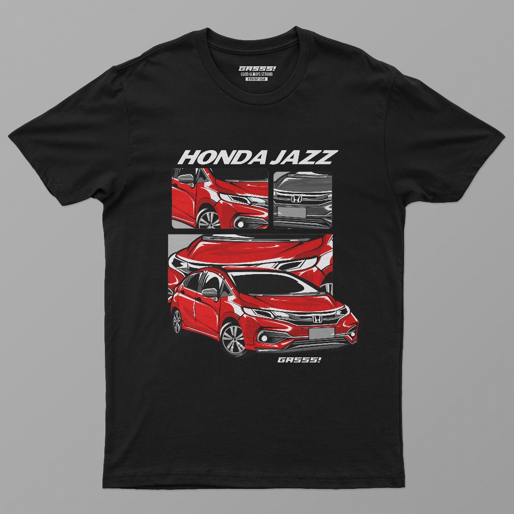 Kaos T Shirt Baju Pria Wanita Casual HONDA JAZZ Streetwear Hitam Murah Original