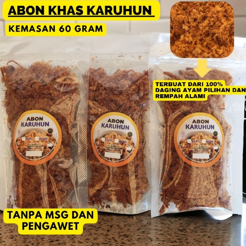 

Abon Ayam Karuhun Murni Daging tanpa Tambahan Cocok Untuk snack atau lauk pauk