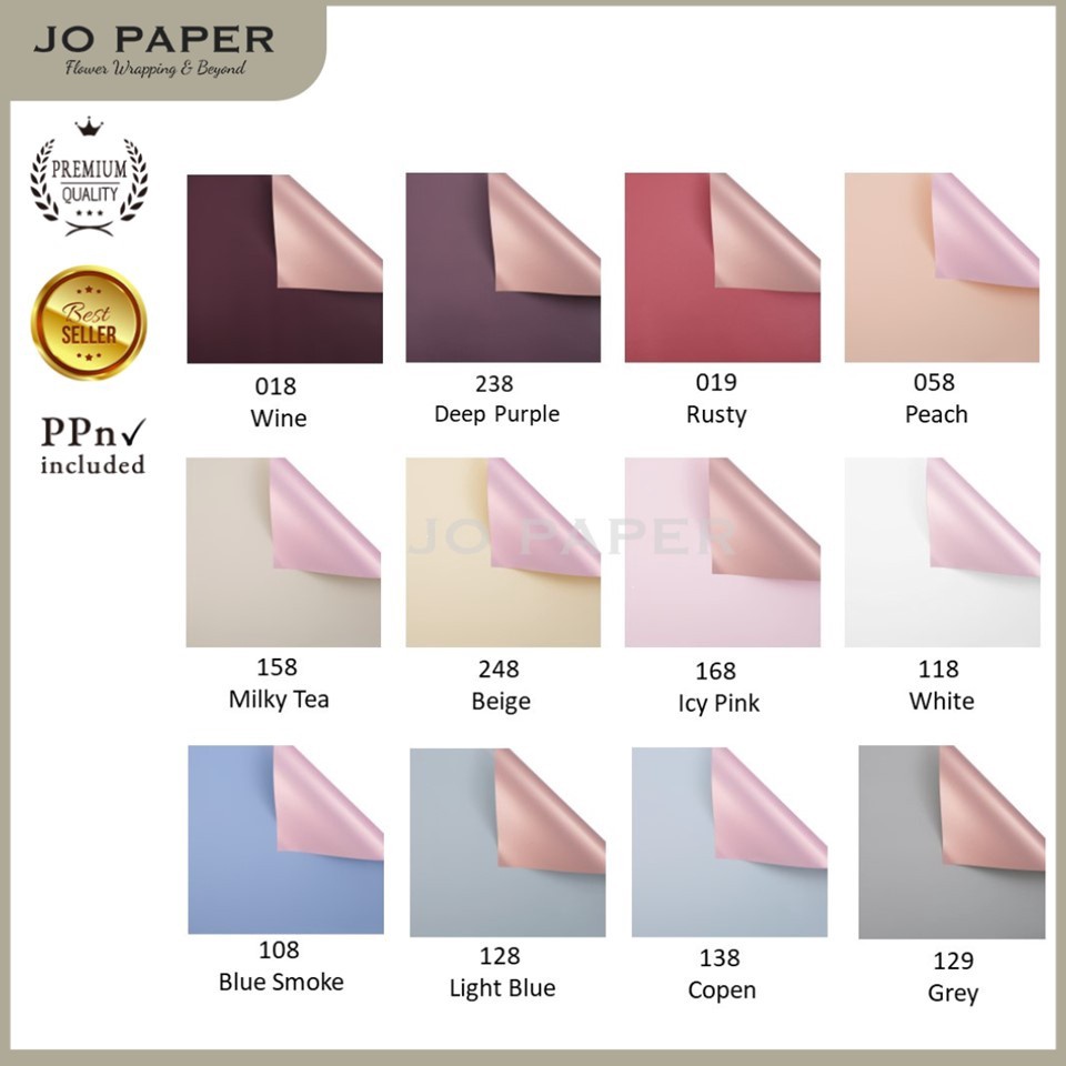 

2 LEMBAR Flower Wrapg Paper Bi Color Rose Gold Cellophane Kes Bunga Korea