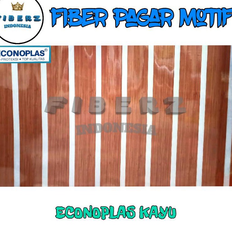 ECONOPLAS  Fiber Plastik Penutup Pagar Motif KAYU Meteran