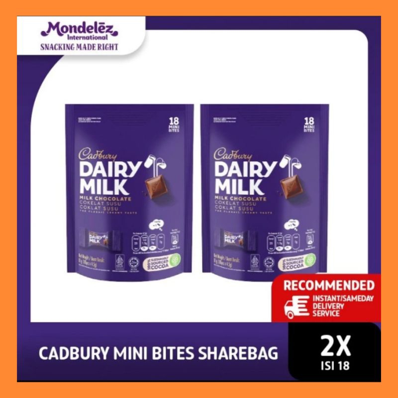 

[PAKET ISI 2] Cadbury Dairy Milk Cokelat Mini Bites Sharebag isi 18