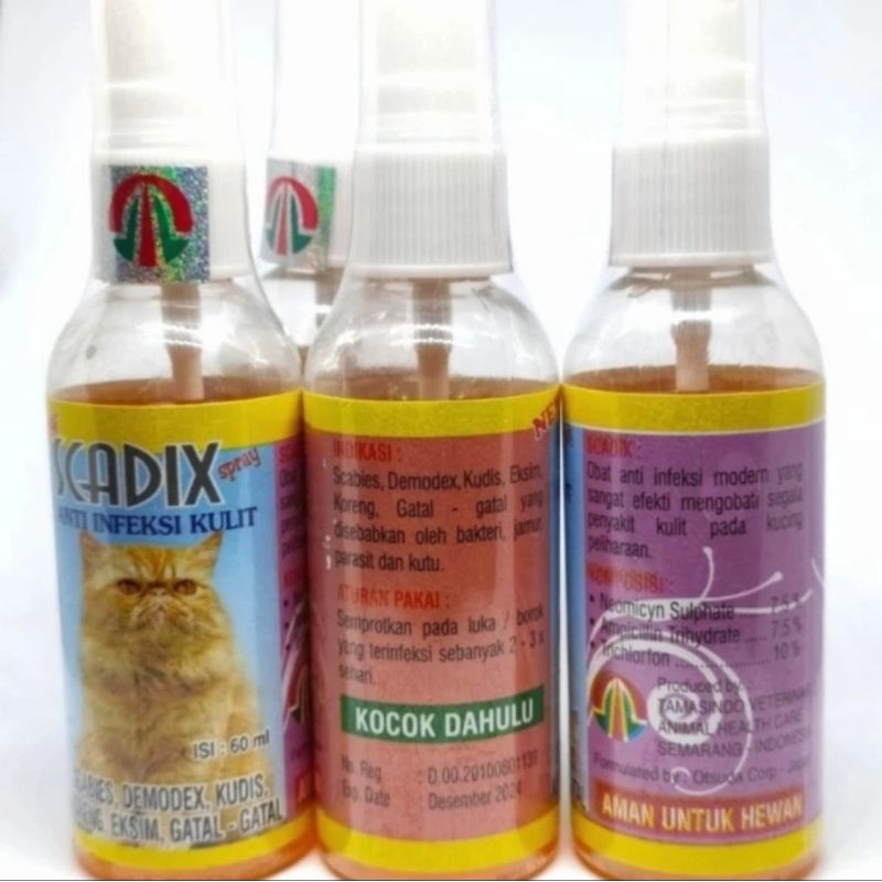 SCADIX Spray 60ml - Spray Kucing Anjing Luka, Scabies, Kudis & Eksim