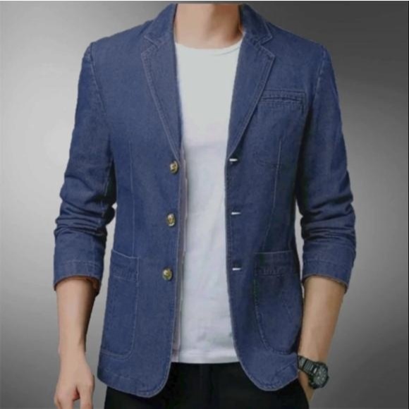 Pengiriman Cepat Jas Denim Austin Blazer Jas Pria Size M L Xl Bahan Denim Jeans Washed Jas Pria Jas