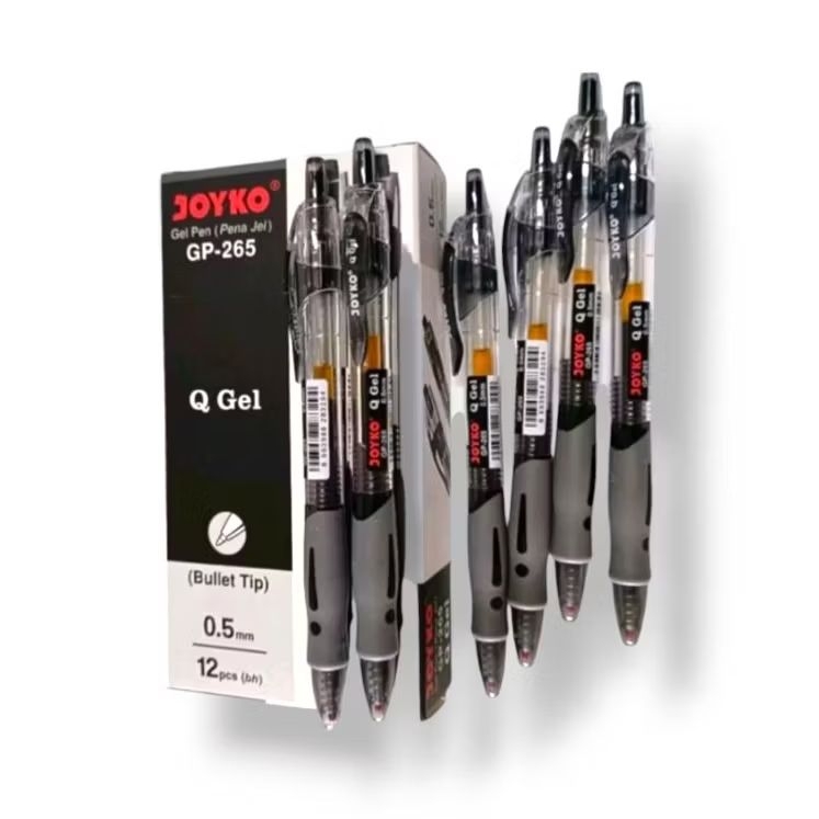 

pulpen cair cetek joyko Q gel pena jel cair hitam biru merah (12 pcs)