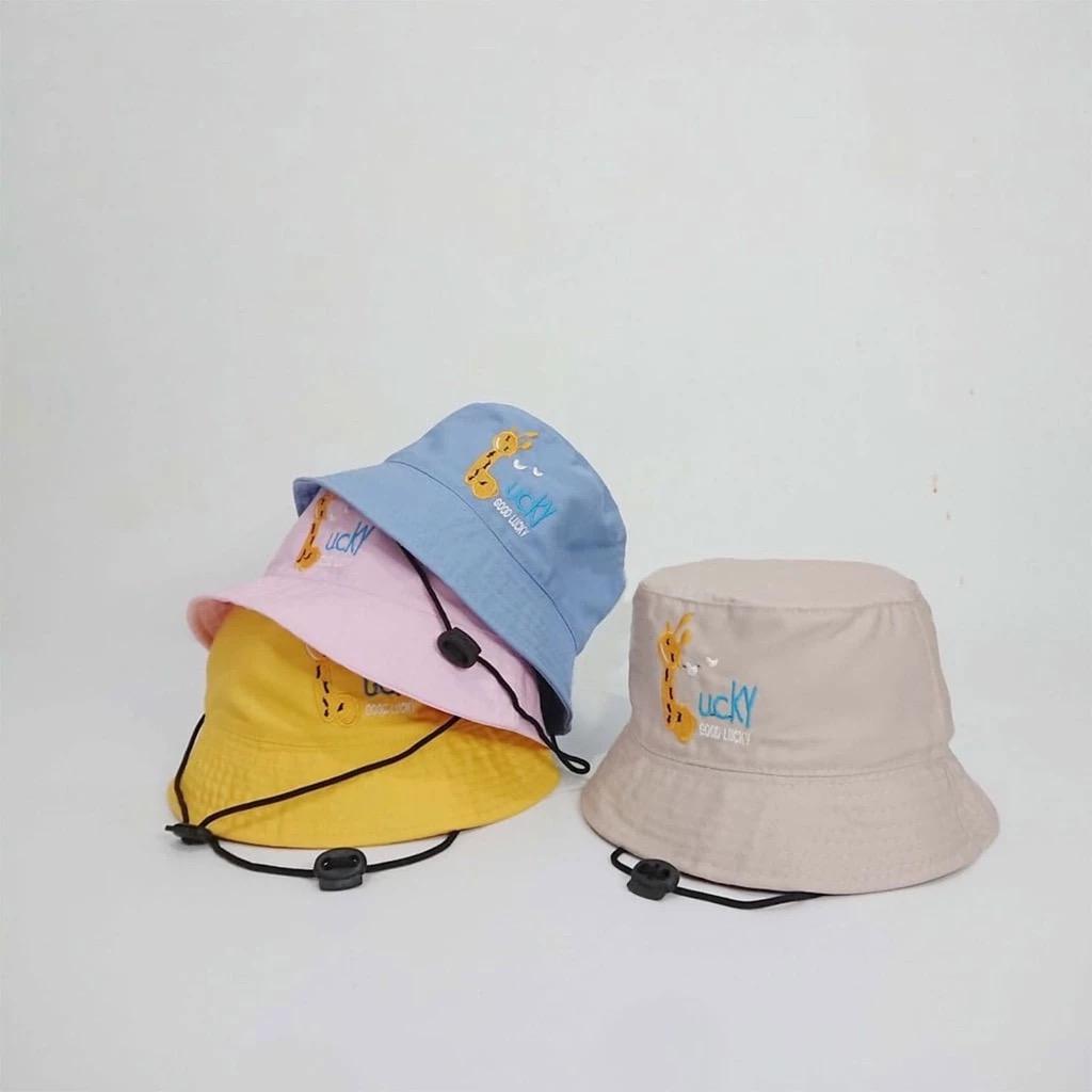TOPI BUCKET NAMA ANAK TOPI BUCKET GOOD LUCKY TOPI BUCKET ANAK MOTI JERAPAH TOPI ANAK LUCU CEWEK COWO