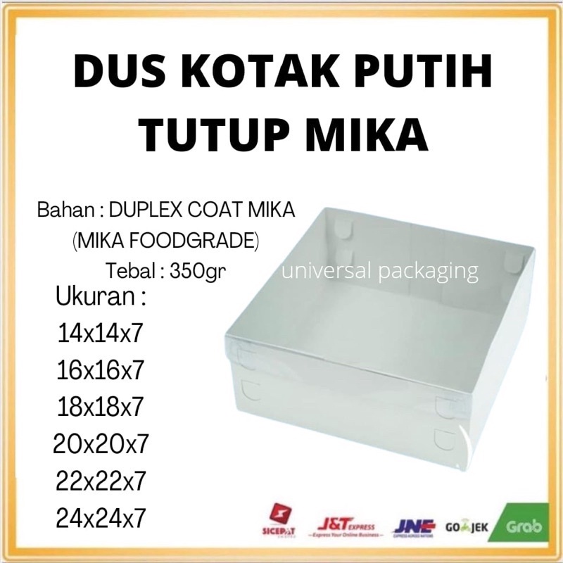 

1 PCS Dus DUPLEX KOTAK PUTIH TUTUP MIKA Tinggi 7 cm BOX DOS Kemasan Pudding Spiku Marmer Cake