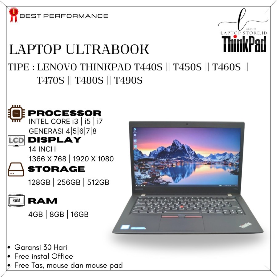 LENOVO THINKPAD T440S T450S T460S T470S T480S T490S | CORE i5 / i7 | BEST SELLER | LAPTOP MURAH | OR