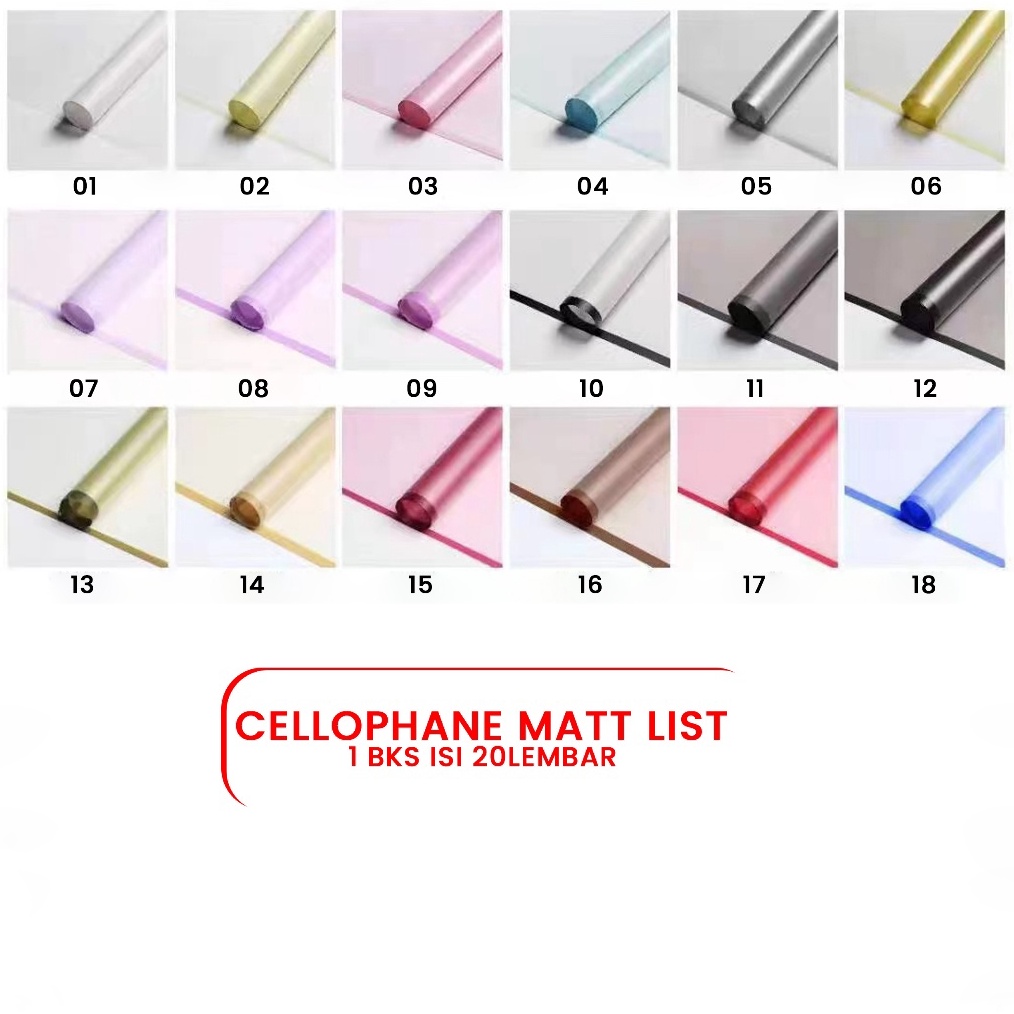 

2 Lembar Kes Buket Bunga Warna Transparan Flower Wrapg Paper Matt List Cellophane Matt List