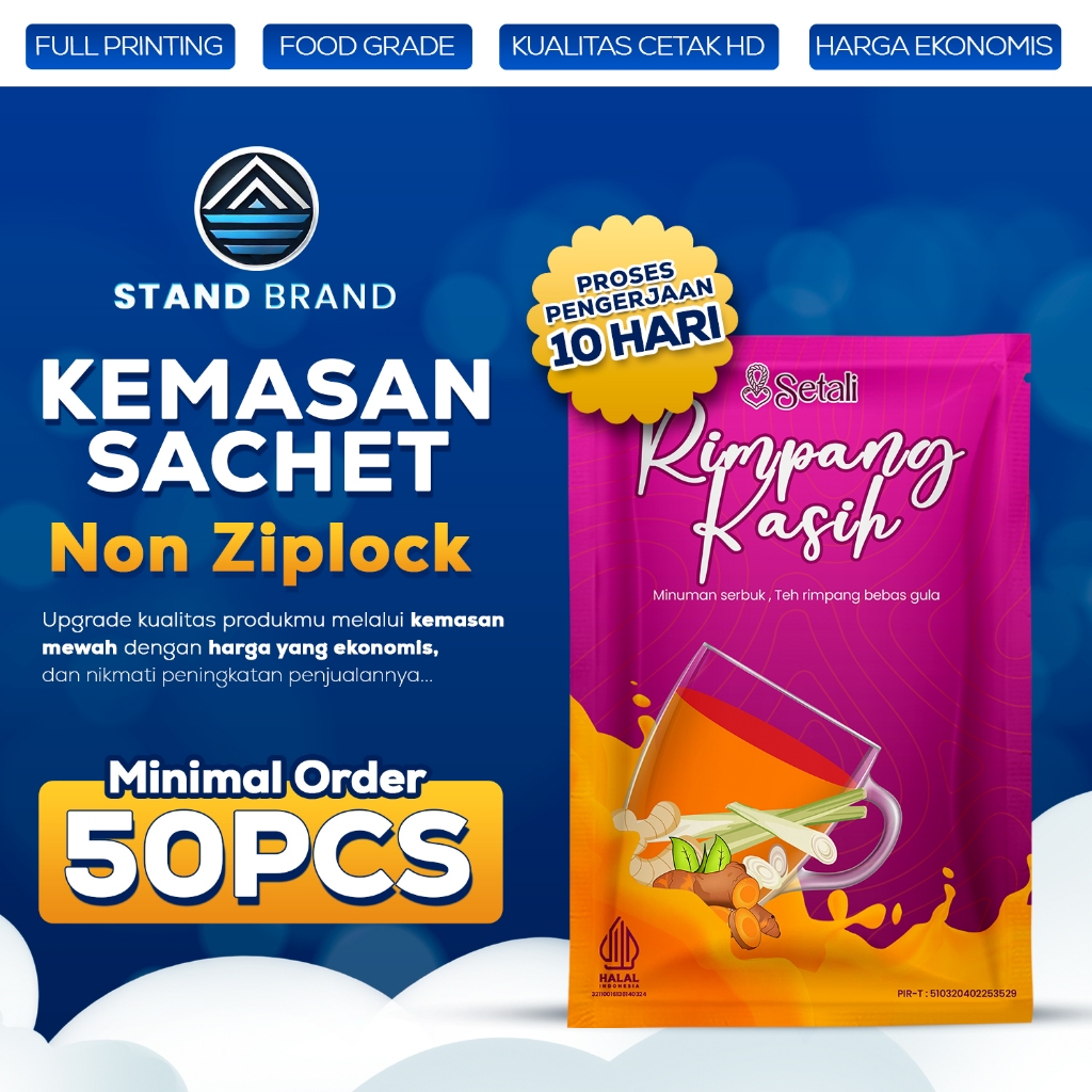 Cetak Kemasan Sachet Full Printing Custom Non Ziplock