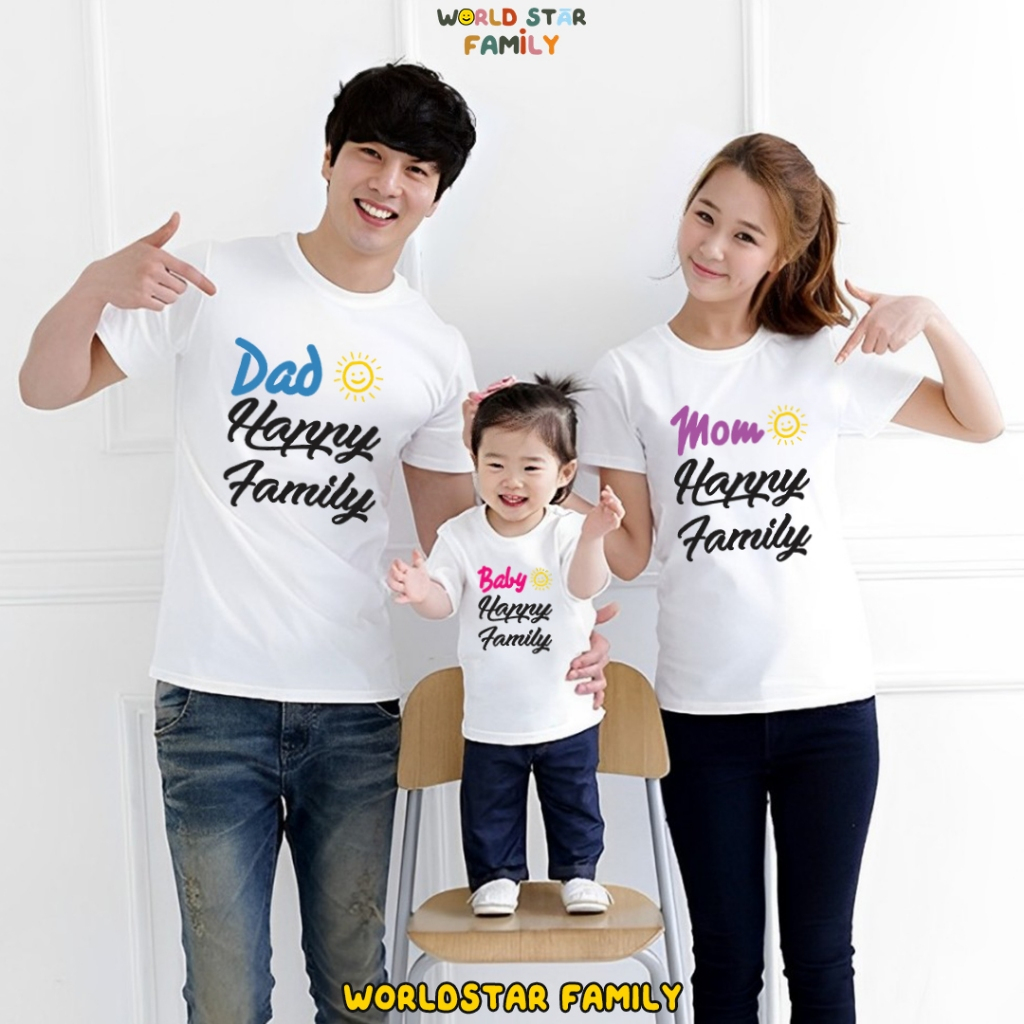 WSF Kaos Couple Keluarga HAPPY FAMILY Kaos Couple Keluarga Lucu Kaos Pasangan Kaos Keluarga Baju Kel