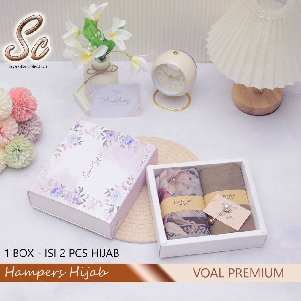 

Hampers Hijab Voal Motif Gift box kado guruulang TahunWeddingAnniversaryWisudaIdul fitri