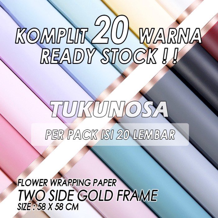 

PEACK FLOWER WRAPG PAPER TWO SIDE GOLD FRAME KES BUKET BUNGA CELLOPHANE PAPER BOUQUET PAPER KES BUCKET