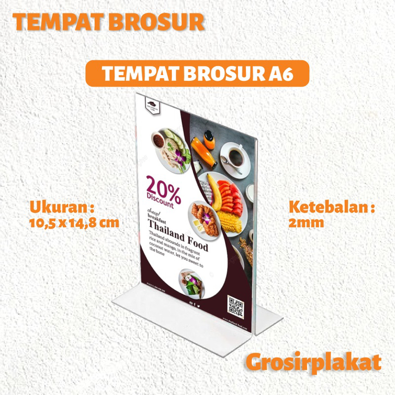 

Tempat Brosur A6 Akrilik Tempat Brosur Akrilik / Tent Card Holder Qris Barcode / Nomor Menu Meja Portrait T - Ukuran A6 2mm