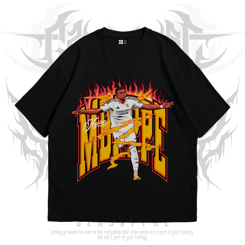 GZRS | KAOS T-SHIRT | MBAPPE ON FIRE | KAOS MBAPPE | T-SHIRT MADRID GRAFF
