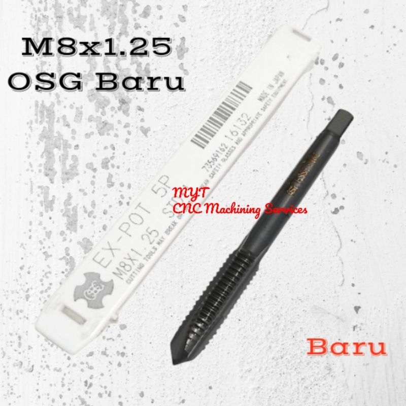 OSG Tap M8 x 1.25 Handtap Mesin Drat Ulir Baut 12 Tap Lurus M8