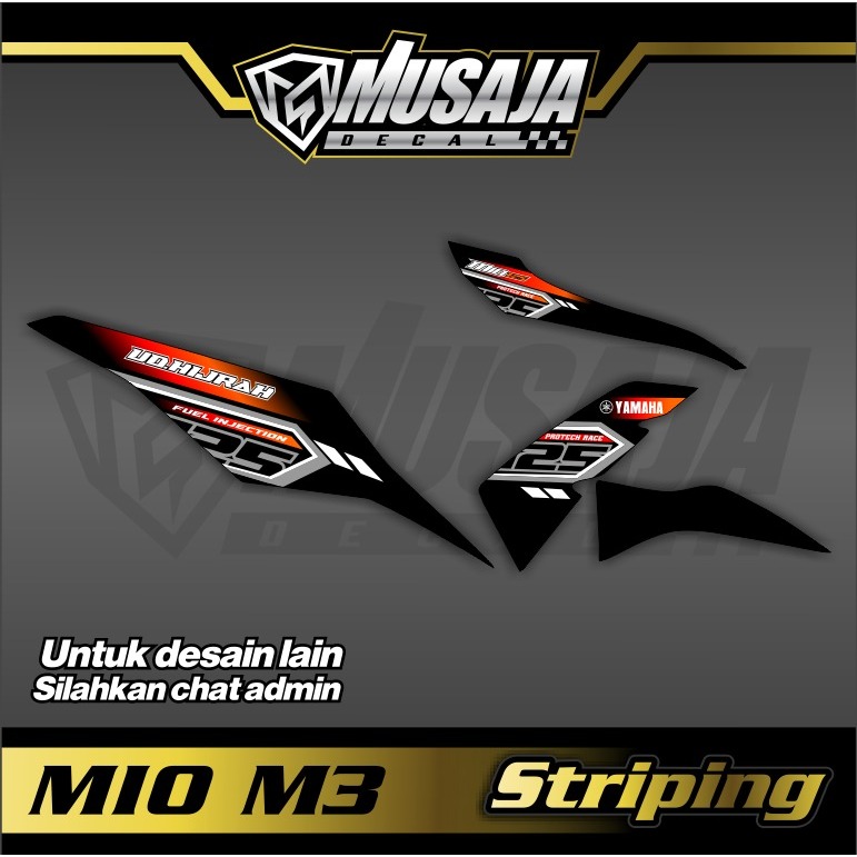 Striping transparan / non transparan uv mio m3 oren putih non full body custom