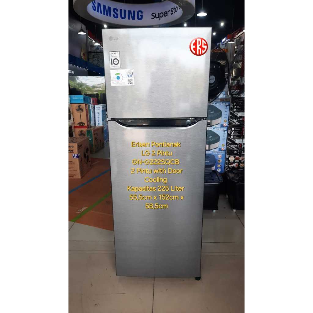 LG Kulkas 2 Pintu GN-G222-SQCB Door Cooling+  Inverter GN- G222 SQCB