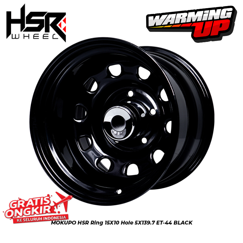 Velg Mobil Besi Kaleng Taft Feroza Jeep Ring 15 Lebar 10 Baut 5x139,7 MOKUPO HSR R15X10 ET-44 BLACK