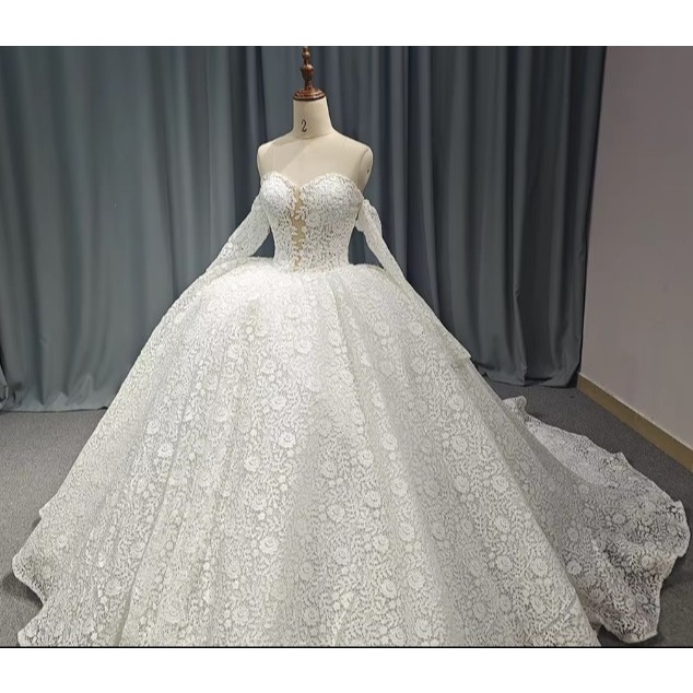 gaun pernikahan ballgown wedding gown brukat  wedding gown pernikahan sabrina  wedding gown pernikah