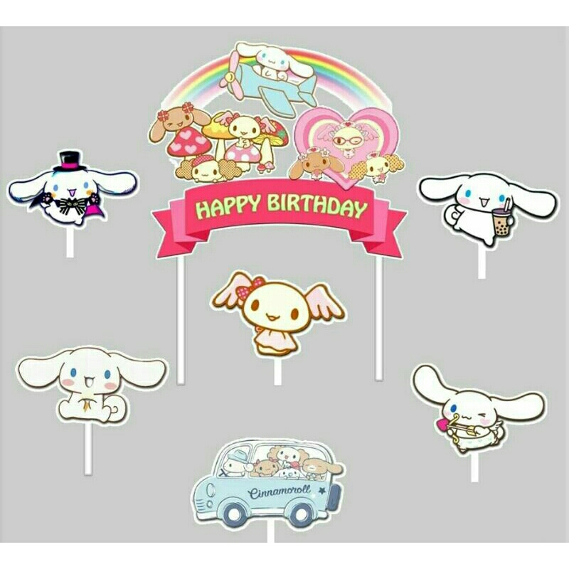 hiasan kue ulang tahun cake topper tema Cinnamoroll