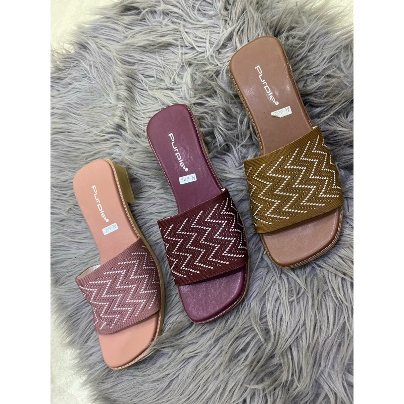 sendal/wanita/purple bahan rajut kekinian