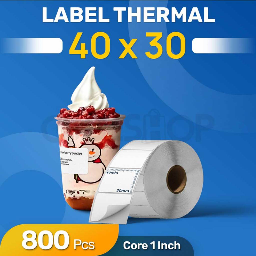 

CODESHOP Label Thermal 40x30 mm 1 Line isi 800 Pcs Stiker Core 1 inch