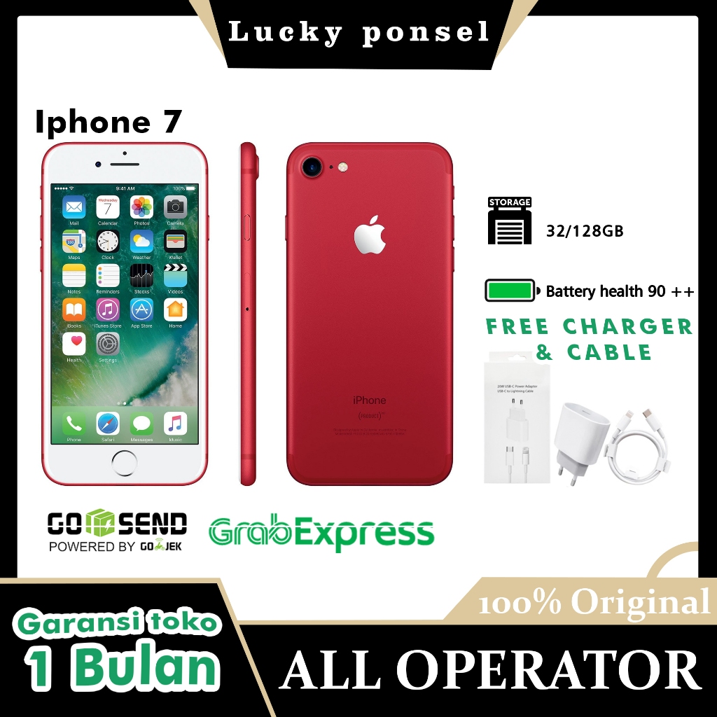 IPHONE 7 32GB/128GB  LIKE NEW/GARANSI 1BULAN/MULUS/FULLSETT/ORIGINAL