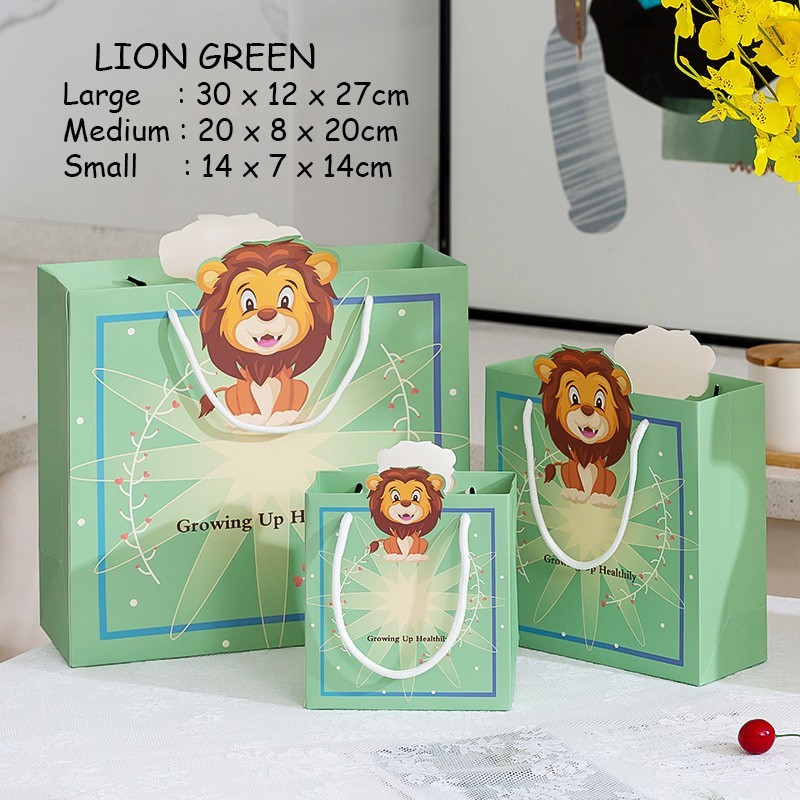 

Paper Bag / tas kado ulang tahun premium quality - LION GREEN, SMALL