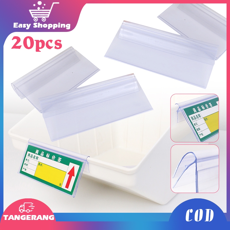 

20pcs Price Tag Holder Label Harga Mika Price Tag Label Minimarket Label Harga Jepit