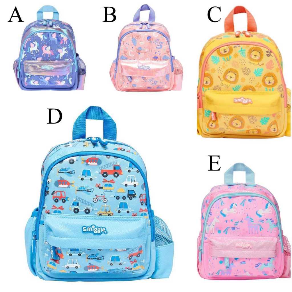 Tas Ransel Backpack Smiggle Anak Cowok Cewek Dinosaurus, Lion, Unicorn, Shark