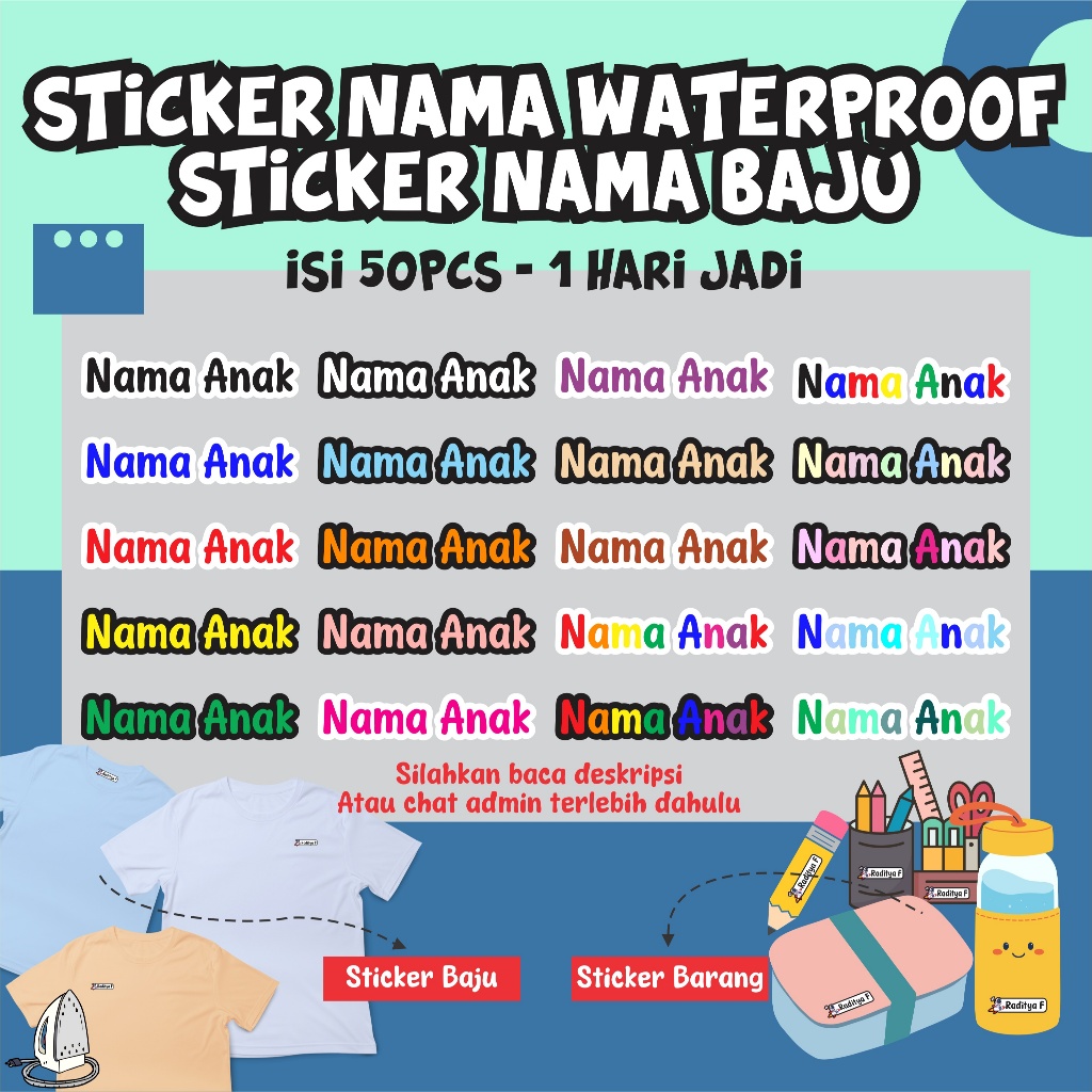 

sticker label nama kain sablon setrika label sticker iron variasi contour