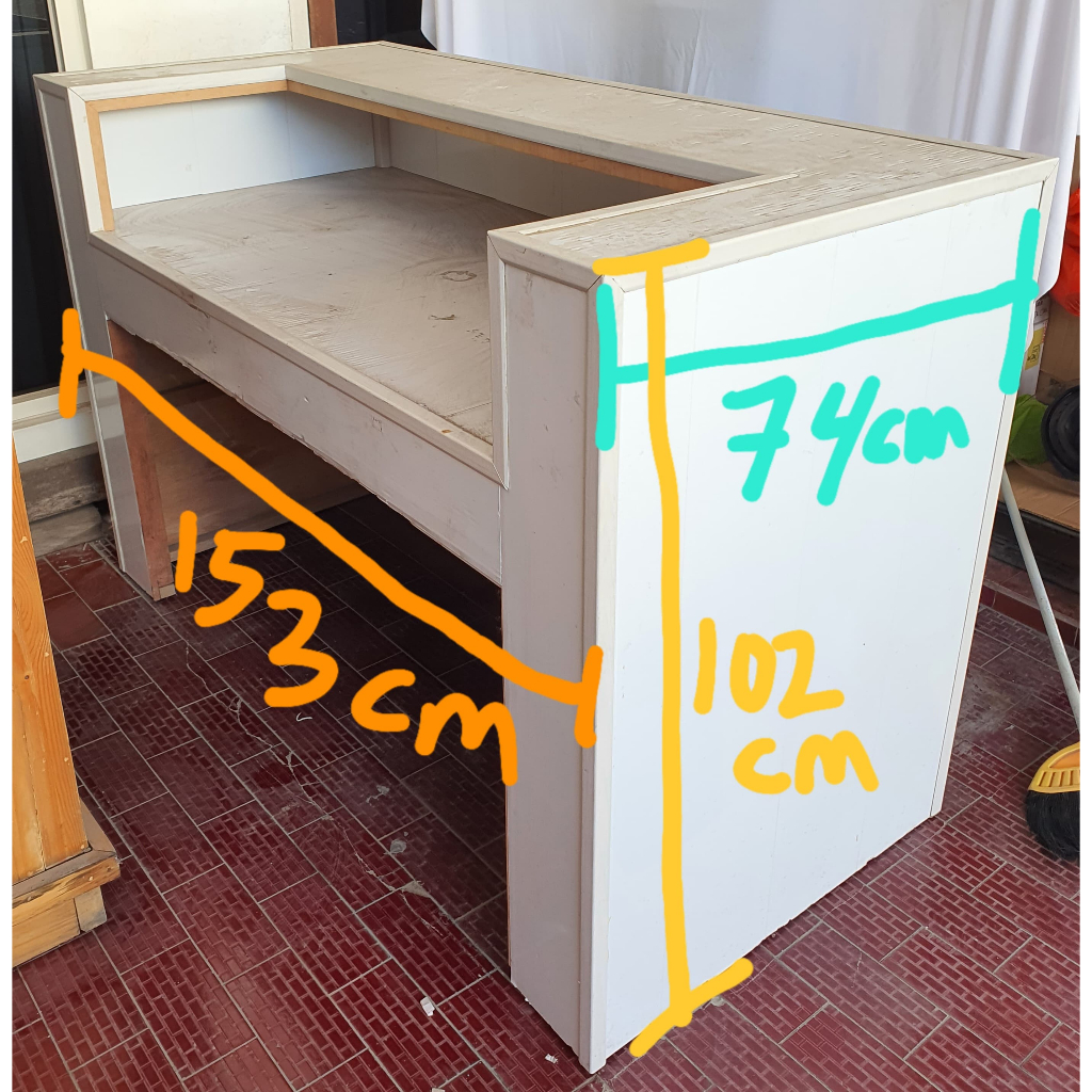 Meja Kayu Kasir Kayu Tebal Kuat Bagus Bartender Serbaguna Indonesia Wood Table Furniture Cashier Rak