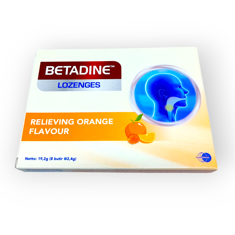 

Permen Betadine Lozenges Relieving Orange Flavour pelega tenggorokan