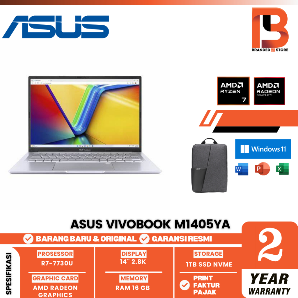 LAPTOP ASUS VIVOBOOK 14 M1405YA-OLEDS713 | R7-7730U 16/1TB AMD 14" OLED W11+OHS21