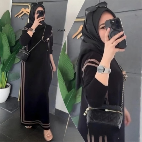 TokoMilkan Haugi Gamis Rajut Premium | Gamis Rajut Premium Tebal Halus