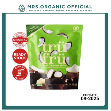 

Snack Cemilan Camilan Buah Kelapa & Coklat TRUFRU DARK Chocolate Real Coconut Melts 119gr - Gluten FREE NON-GMO