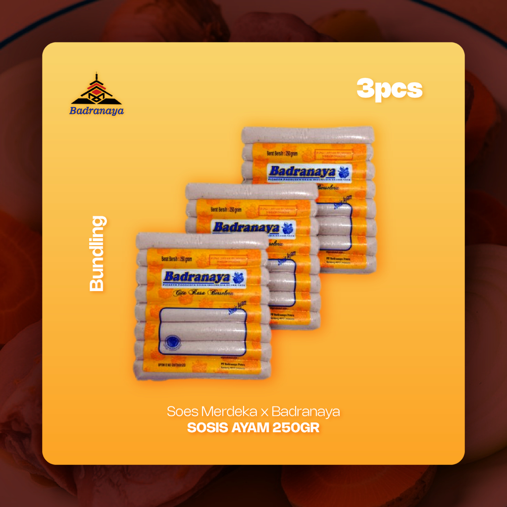 

Soes Merdeka Badranaya Sosis Ayam + Sosis Ayam + Sosis Ayam 250gr |Bundling 3
