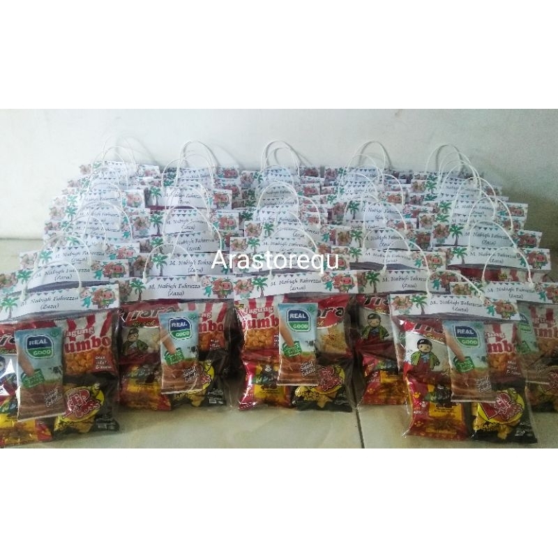 

snack ultah kemas dengan label