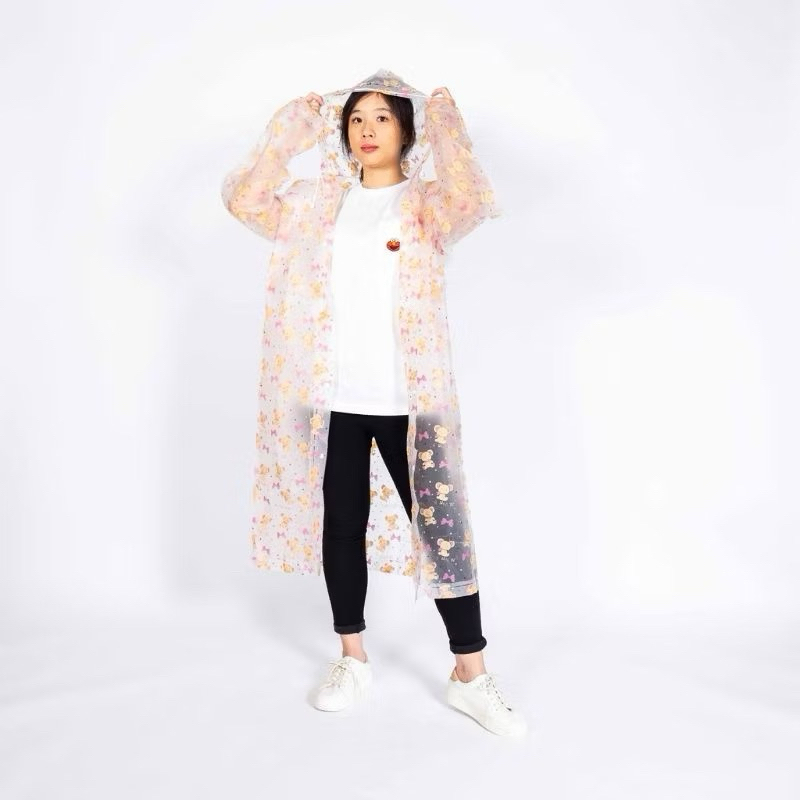 Jas Hujan Terusan Eva Transparan Motif - Mantel Mantol Pria Wanita Motif & Polkadot