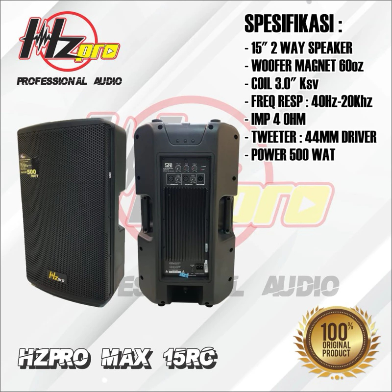 Speaker Aktif 15 Inch HZPRO MAX15RC Power 500Watt