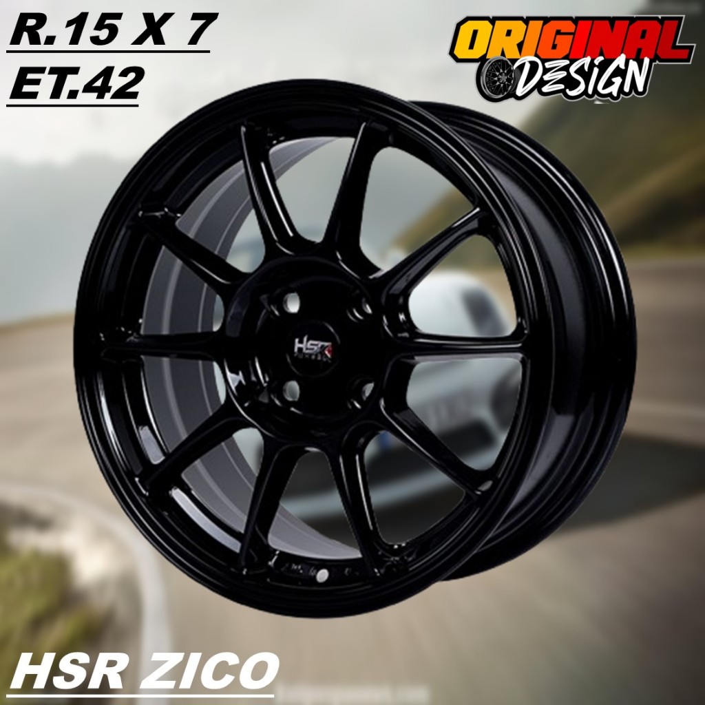 Velg Mobil BRIO , STARLET , MARCH , FIESTA , HSR ZICO RING 15 R15 BLACK/HITAM