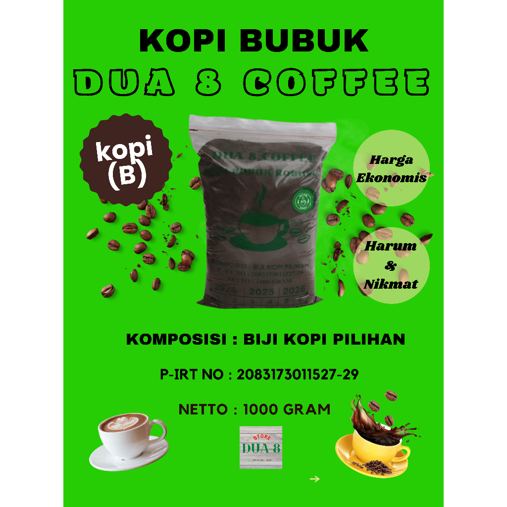 

(PRODUK B) KOPI BUBUK ROBUSTA 1 KG - EKONOMIS, HARUM, NIKMAT