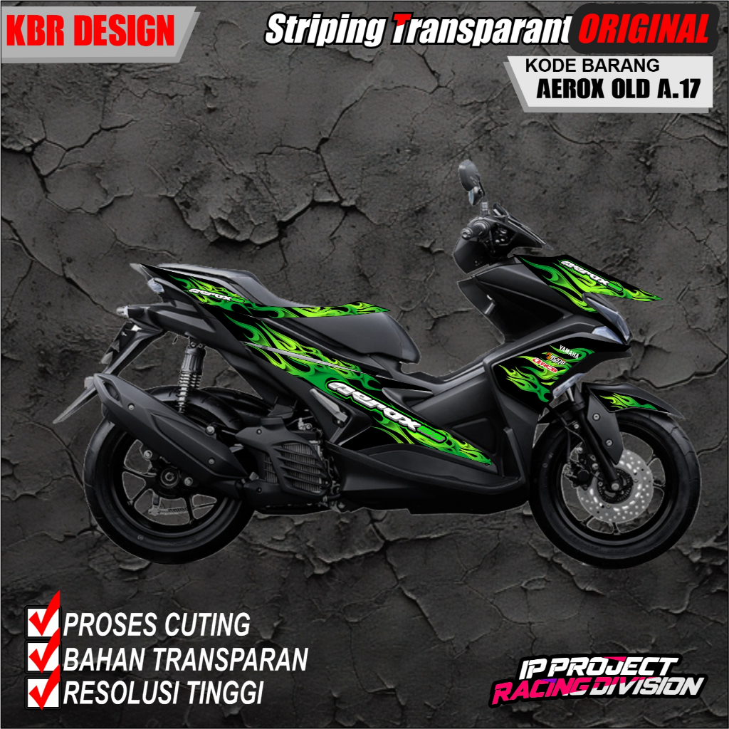 (COD)STRIPING ORIGINAL MOTOR YAMAHA AEROX 155 OLD 2016-2020 DESAIN RACING HOLOGRAM DAN TRANSPARAN
