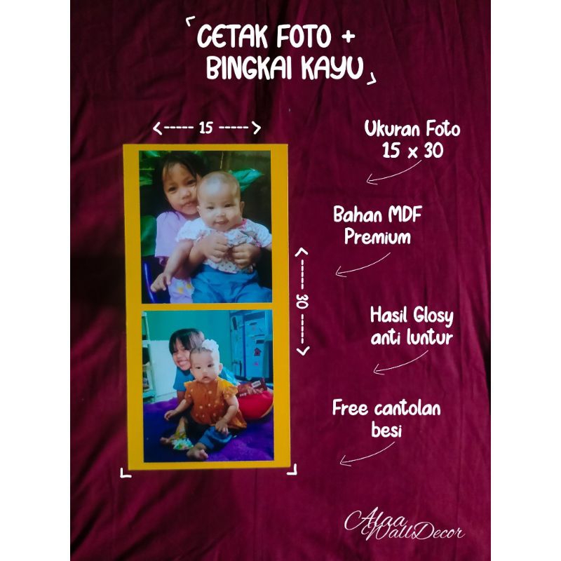Cetak Foto Media Kayu Papan MDF Ukuran 15x30cm